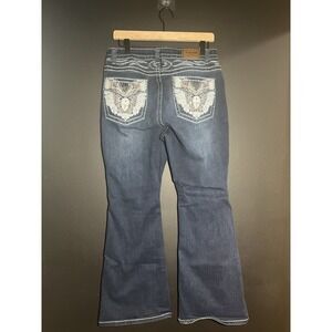 Y Jeans Los Angeles Womens 15 / 16 Flare Embellished Rhinestones Wings Studded